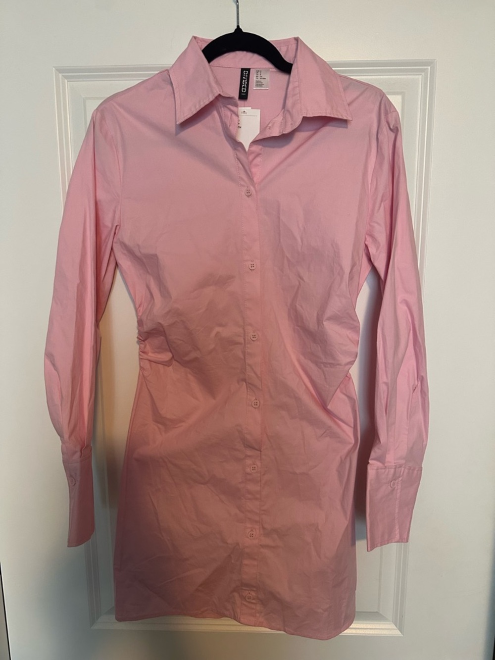 H&M Divide Pink BodyCon Long Sleeve 
Shirt Dress Barbiecore Feminine.